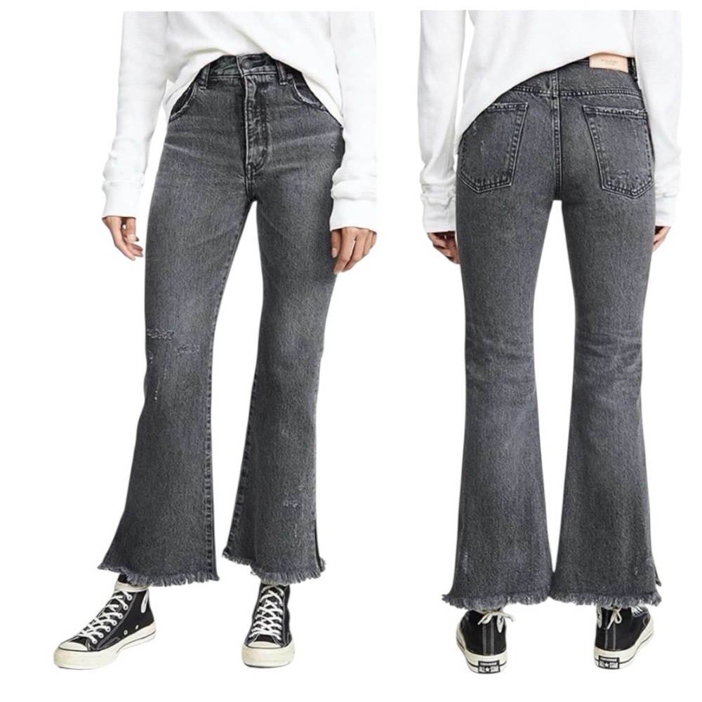 NWT Moussy Vintage Hershey Flare Slit Hem Jeans in Washed Black Size 27